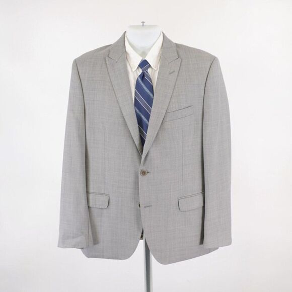 Tallia Wool Gray Sharkskin Peak Lapel 2 Button Blazer 40R /‎ Slim 42R - Picture 4 of 13
